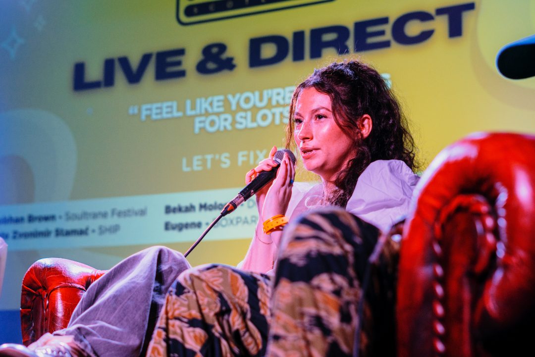 Bekah Molony holding a microphone at the Pitch conference